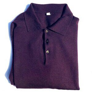 VTG Men’s Wool Cashmere Blend Polo Sweater, Collared, Italy Eggplant Size 2XB/XL